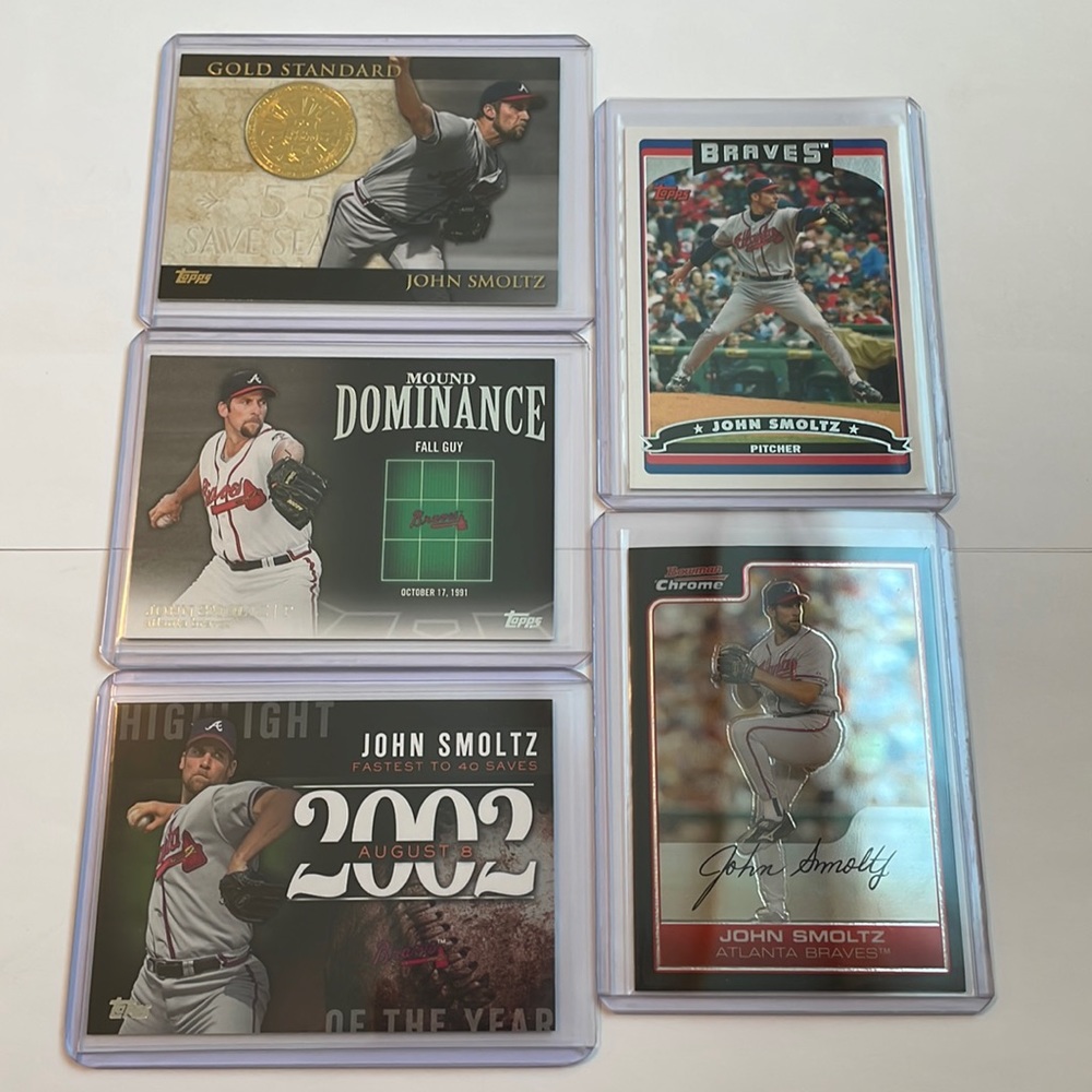 Lot of 5 John Smoltz Atlanta Braves Topps Baseball Cards